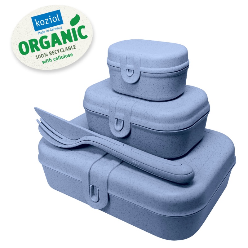 

Набор ланч-боксов 3 шт. и столовых приборов Koziol Pascal organic синий