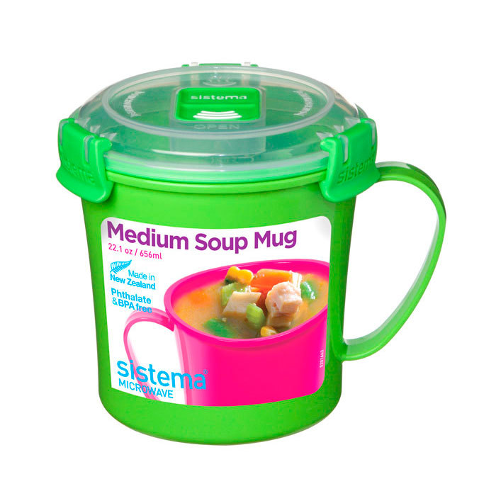 Кружка суповая для СВЧ 656 мл Sistema Microwave зелёный Sistema DMH-21107_ЗЕЛЕНЫЙ - фото 1