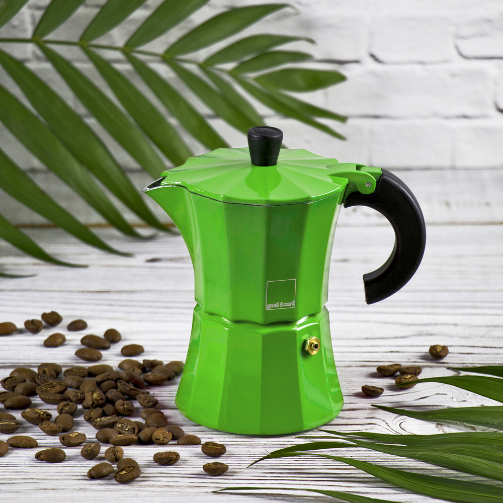 Кофеварка гейзерная на 3 чашки Morosina 150 мл зеленая Аромат кофе CKH-MOR002-GREEN - фото 2