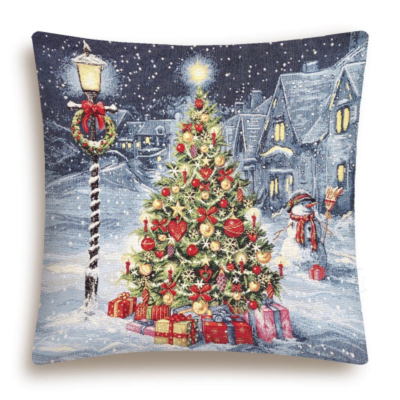 Подушка 45 х 45 см Le Gobelin Ель на площади Синяя/зеленая