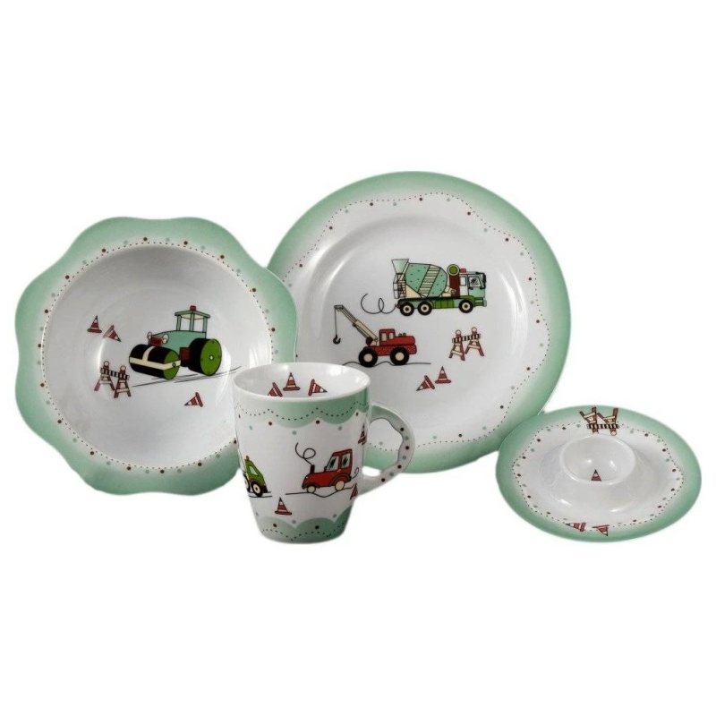 Набор детской посуды Сmielow Зелёная машинка 4 предмета