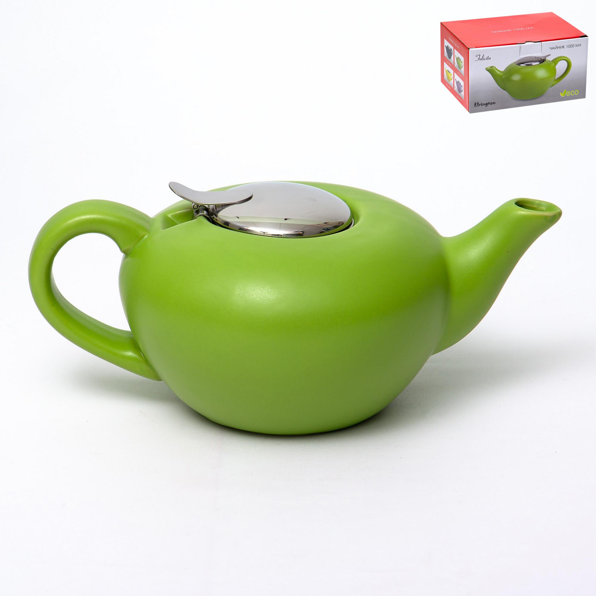 Чайник заварочный Elrington Феличита 1 л с фильтром зеленый Elrington CKH-109-06030 - фото 1