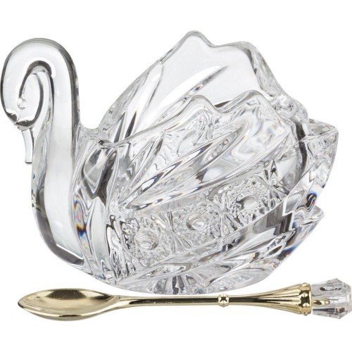 Икорница с ложкой ЛЕБЕДЬ 11 х 7 см  MUZA CRYSTAL