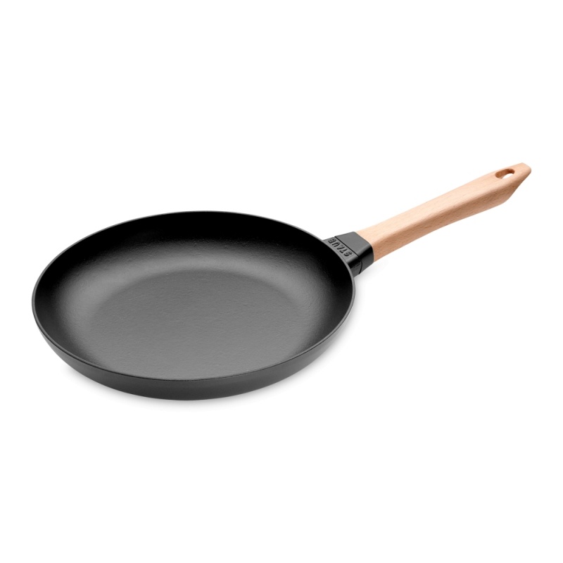Сковорода круглая 26 см с деревянной ручкой Staub чёрный сковорода круглая с деревянной ручкой 24 см staub чёрный