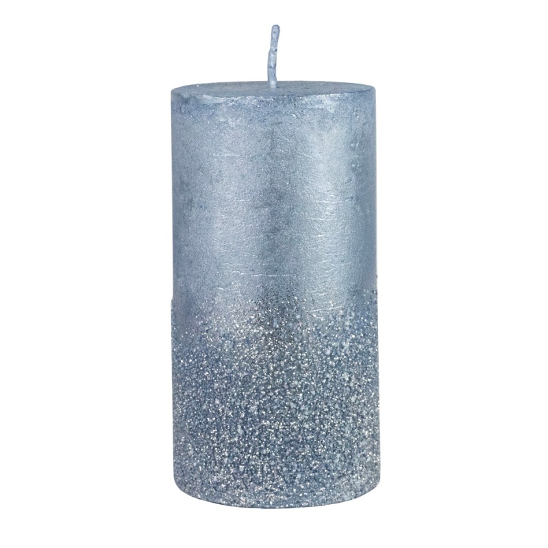 Свеча столбик с глиттером 13 x 7 см Азалия голубая 475₽
