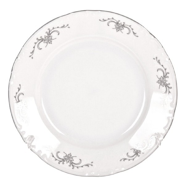 Набор обеденных тарелок 24 см Thun Констанция серый орнамент отводка платина 6 шт