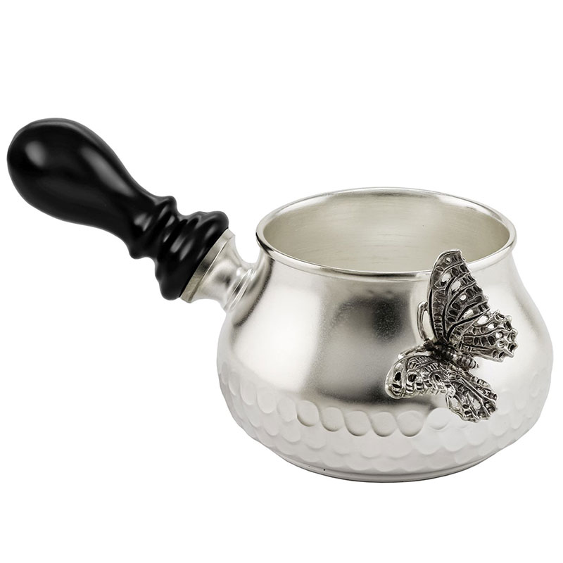Молочник к турке для кофе Кольчугинский мельхиор Бабочки жучки паучки бабочки