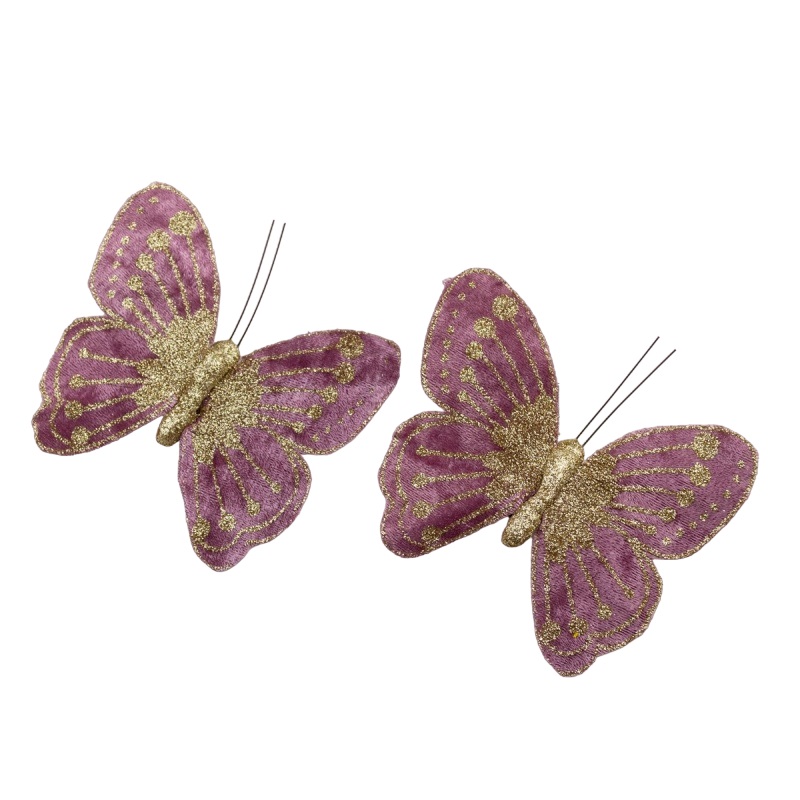 Набор декоративных бабочек 2 шт с глиттером Азалия сиреневый Азалия DMH-CHQ22060/5 DMH-CHQ22060/5 - фото 1