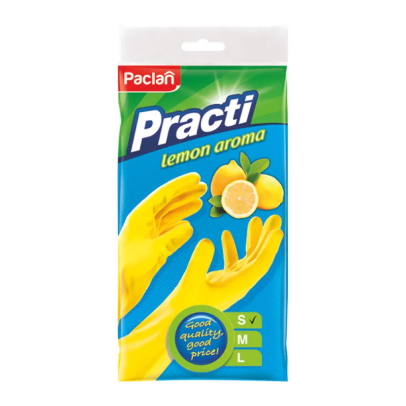 Перчатки резиновые с ароматом лимона Paclan жёлтые Paclan DMH-407613-017667