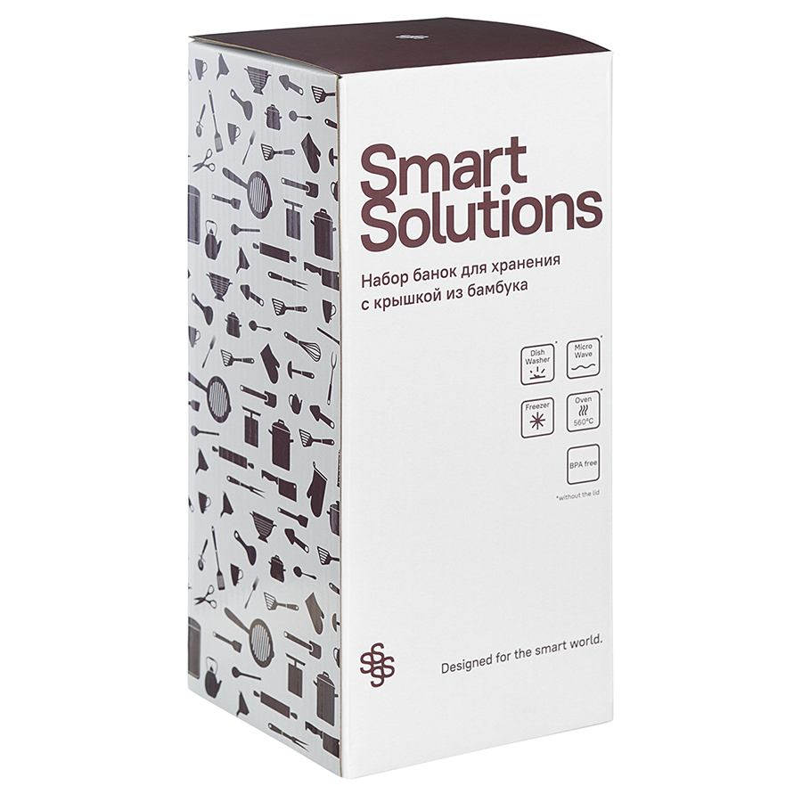 Набор из 3 банок для хранения с крышкой из бамбука Smart Solutions DMH-SFE-SS-SJ-GLS-BM-SET3 - фото 5