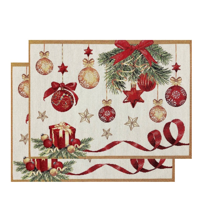 Салфетка 35 х 45 см Le Gobelin Новогодний пир бежеваякрасная 450₽
