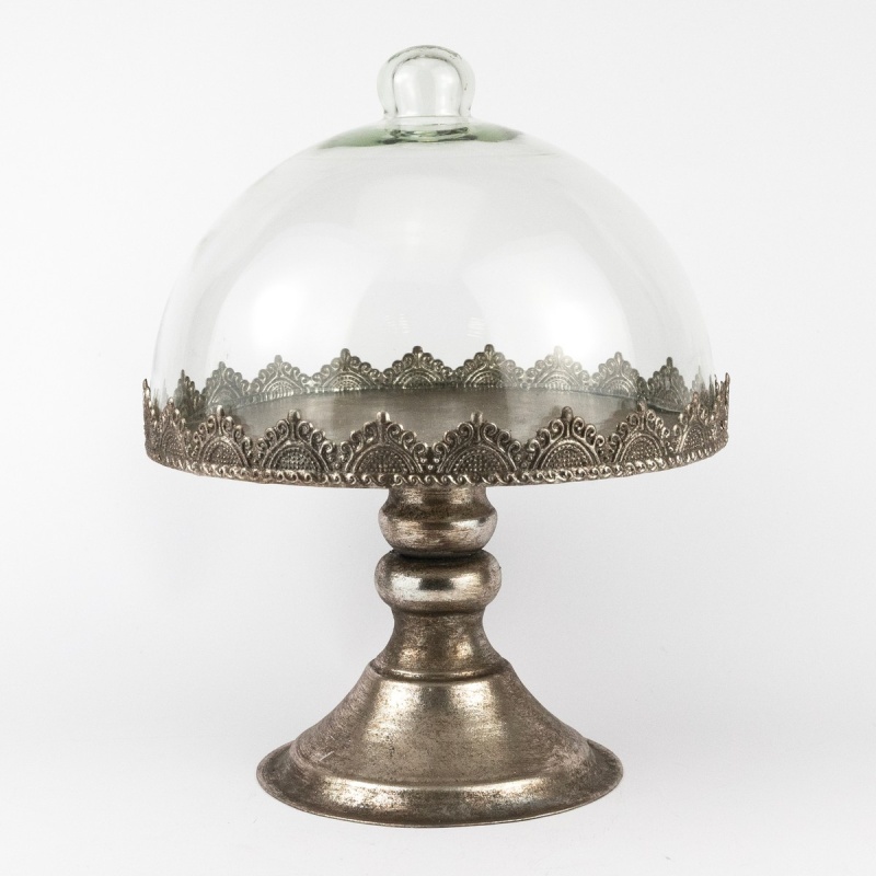 Блюдо на ножке с крышкой 21 x 26 см Азалия серебряное 6790₽