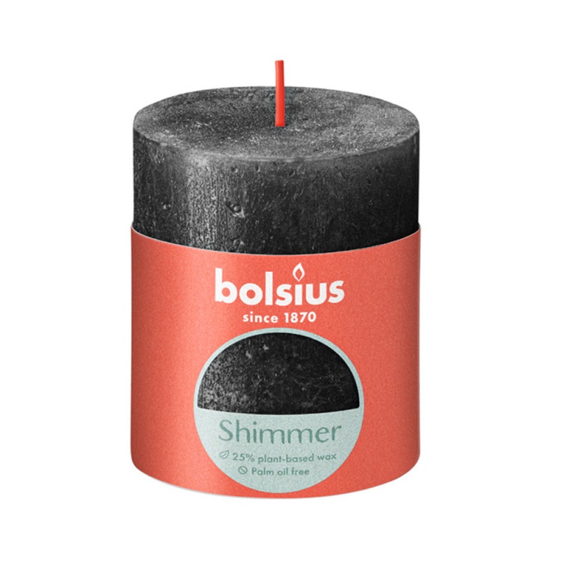 

Свеча 6,8 х 8 см Bolsius Shimmer Рустик антрацит
