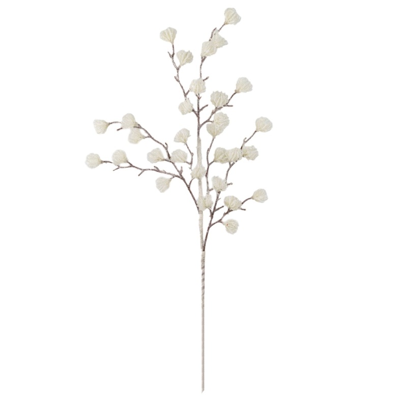 Декоративная ветка с глиттером 65 см Азалия белый ветка ущая декоративная 100 см азалия белый
