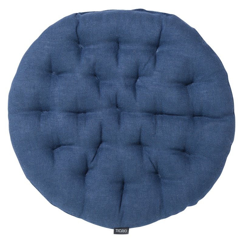 Подушка на стул из стираного льна 40 cм Tkano Essential синий Tkano CKH-TK22-CP0005