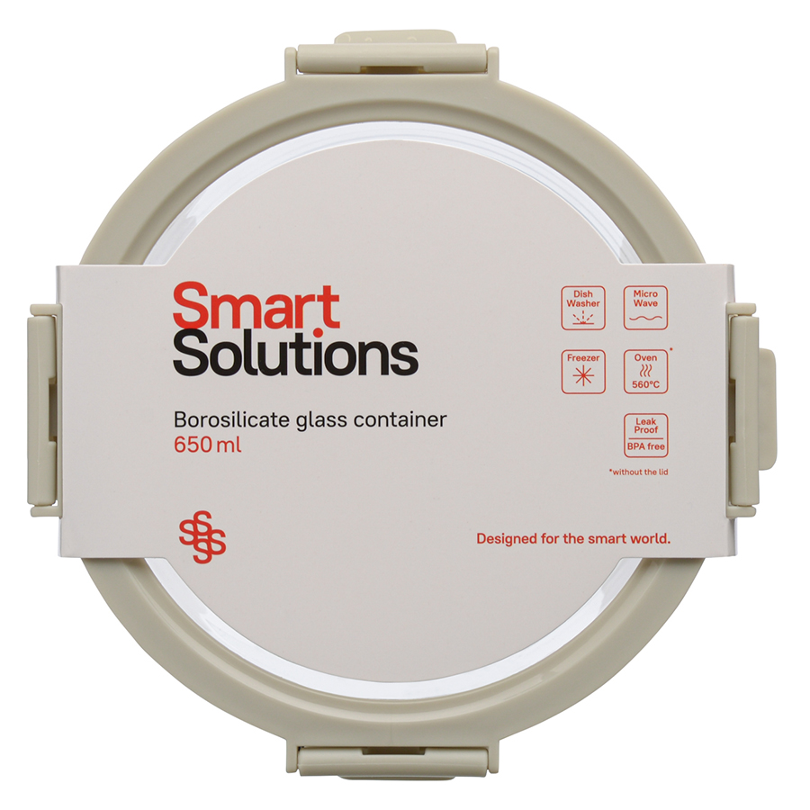 Контейнер стеклянный 650 мл Smart Solutions светло-бежевый Smart Solutions CKH-ID650RD_7534C - фото 6