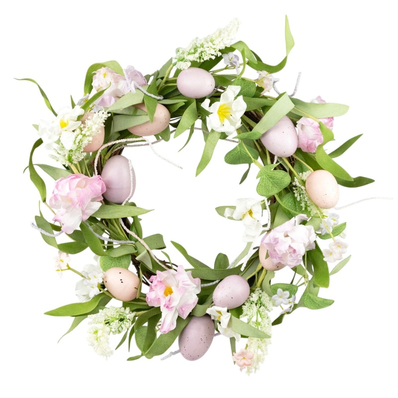 Венок пасхальный с яйцами 40 см Азалия розовый 4290₽