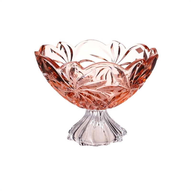 Фруктовница на ножке As Crystal Flora розовая