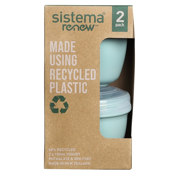 Контейнеры для йогурта 150 мл Sistema Renew зелёный 2 шт 
