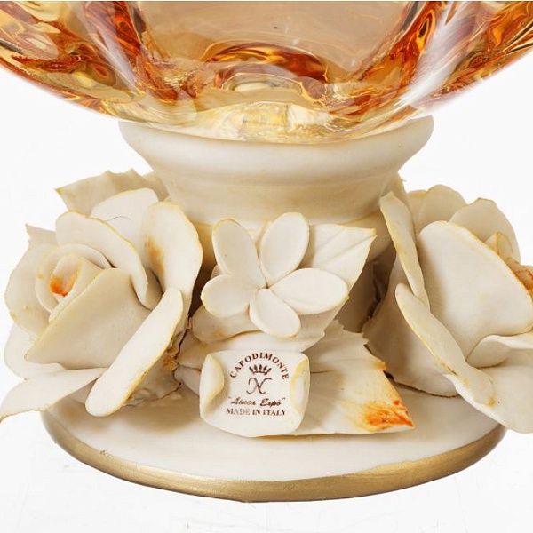 Конфетница 23 см White Cristal Янтарь оранжевый