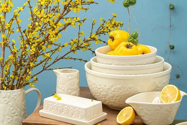 Миска 1,5л Birds of Paradise, кремовая