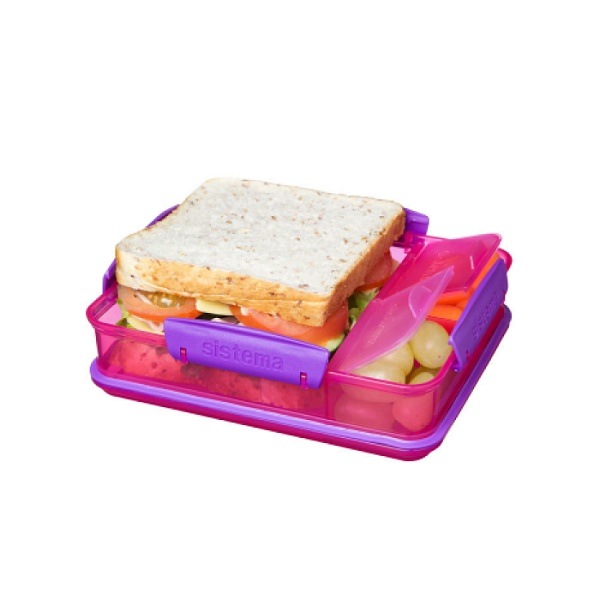 Ланч-бокс с разделителями 975 мл Sistema Lunch розовый