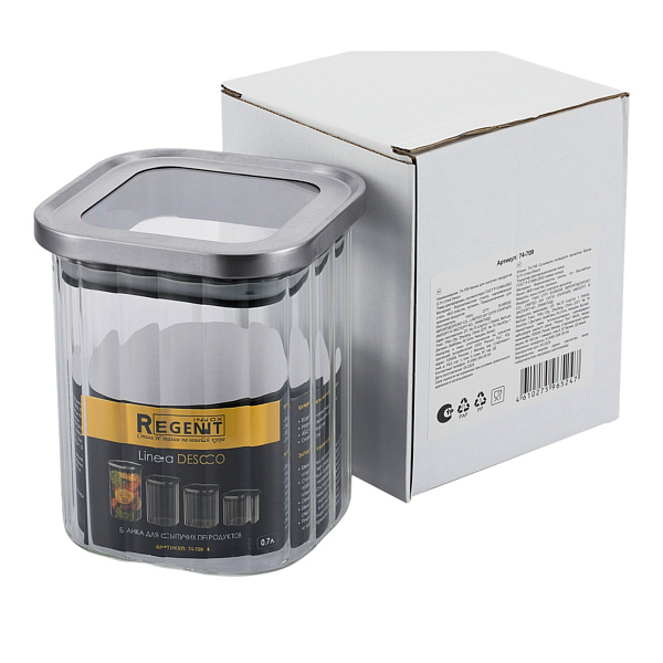 Банка для сыпучих продуктов Regent inox Linea Desco 0,7л