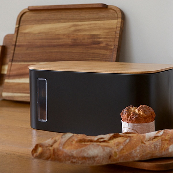 Хлебница kaffi, 39,7х23х17,6 см, матовая черная