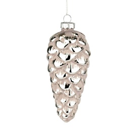 Украшение подвесное шишка стеклянная 16 х 7 см DecoLine серый-серебрянный