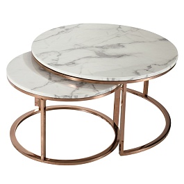 Столик приставной marit, 80х45 см, 60х40 см, мрамор/золото