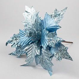 Пуансетия с глиттером на вставке 28 см Азалия голубая