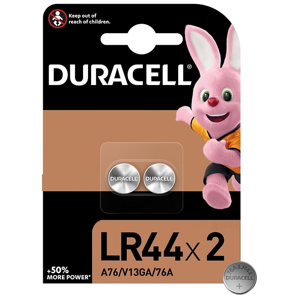 Комплект батареек Duracell G13/LR1154/LR44/357A/A76 BL2 Alkaline 1.5V 2 шт