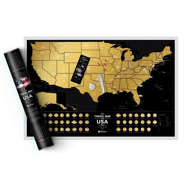 Карта Travel Map USA black