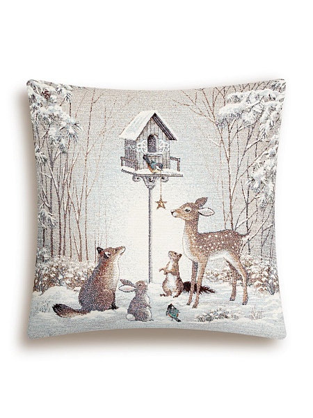 Подушка 45х45 см Лесные друзья у кормушки