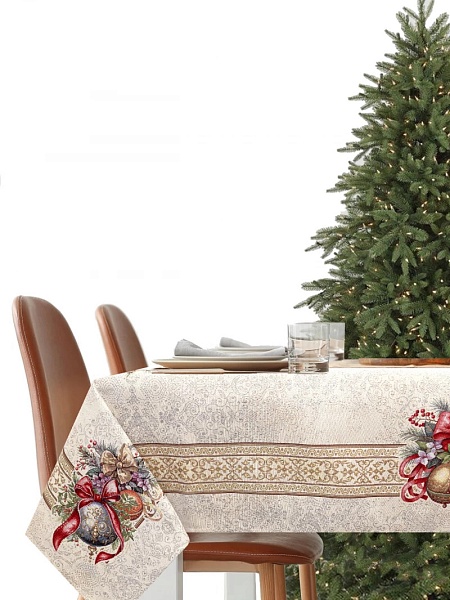 Скатерть 140 х 180 см Le Gobelin Золотой шар золотой/голубой