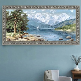 Репродукция картины 50 х 100 см Декарт Парусник у гор