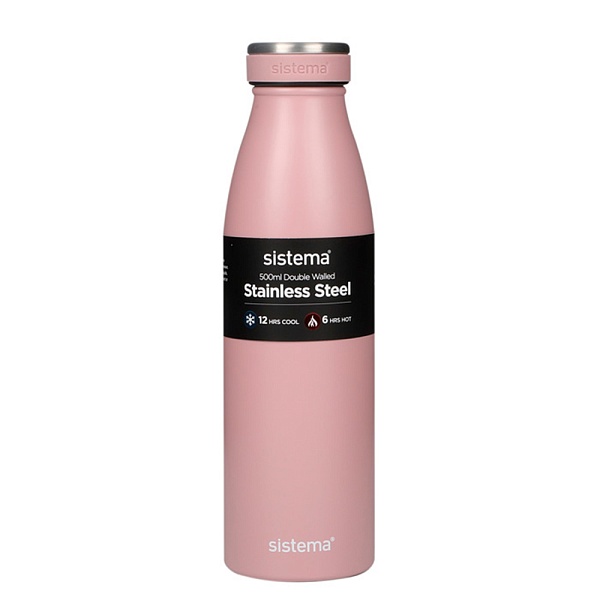 Стальная бутылка 500 мл Sistema розовый