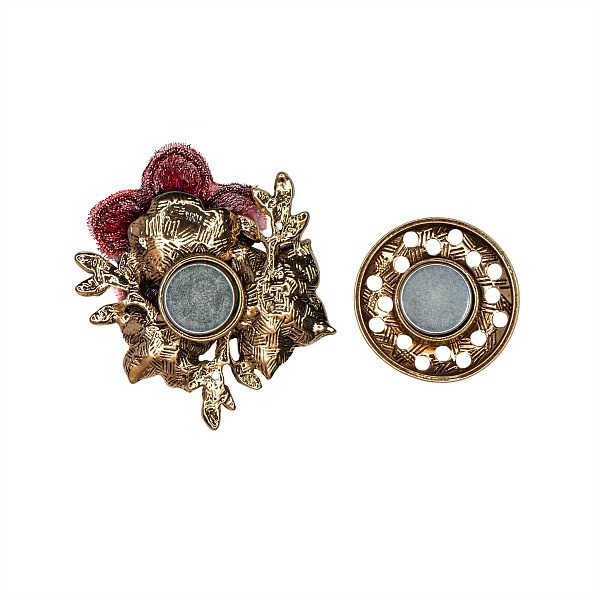 Брошь Букет, красный