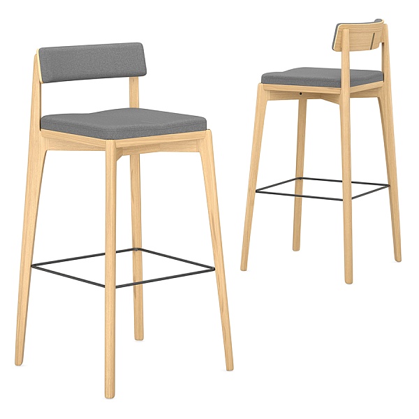 Стул барный aska, рогожка, ясень/серый