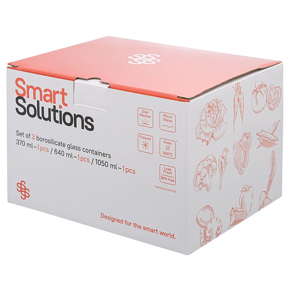 Набор из 3 прямоугольных контейнеров Smart Solutions розовый