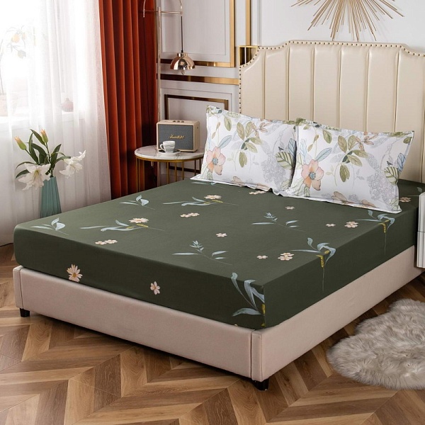 Комплект простынь и наволочка 190 х 90 см Sofi de Marko Азиза зелёный