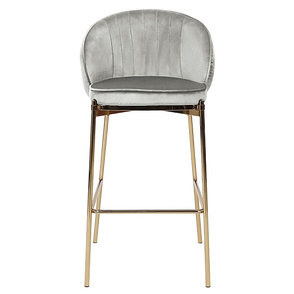 Стул барный coral, велюр, серо-бежевый