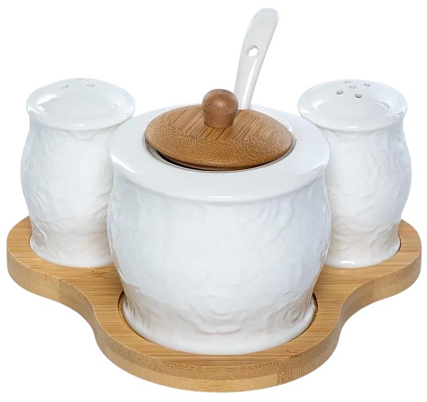 Набор для сервировки с сахарницей 320 мл на бамбуковой подставке Balsford Роза