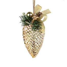 Украшение подвесное Шишка 7,5 x 15 см Азалия золотое