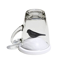 Чашка с крышкой 300 мл Qualy Sparrow белый-чёрная