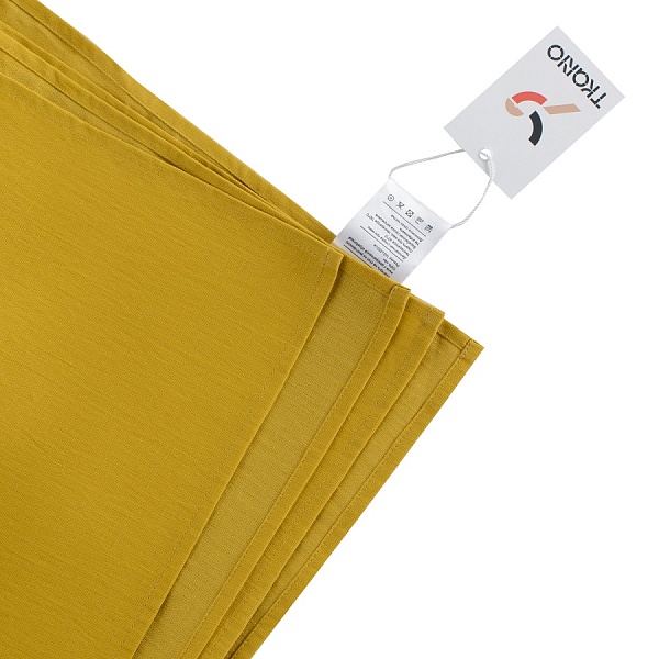 Скатерть из умягченного льна с декоративной обработкой 143 х 143 см Tkano Essential горчичный