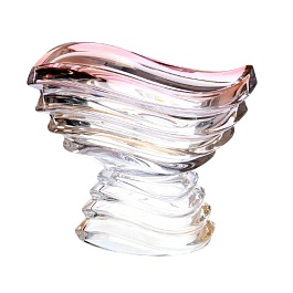 Конфетница на ножке 22 см Bohemia Gold Wave R-G розовый