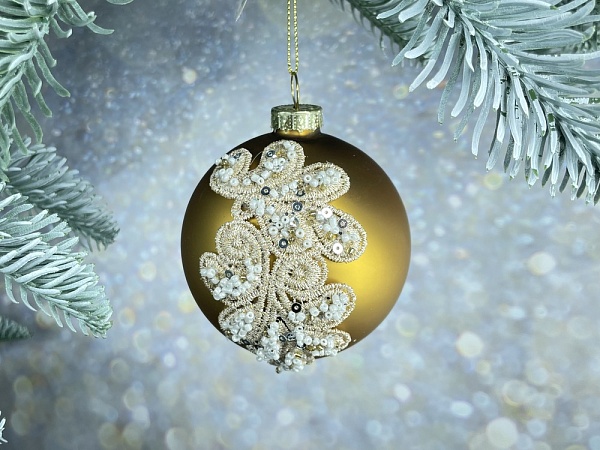 Шар стеклянный 8 см House of Seasons золото с блестками 