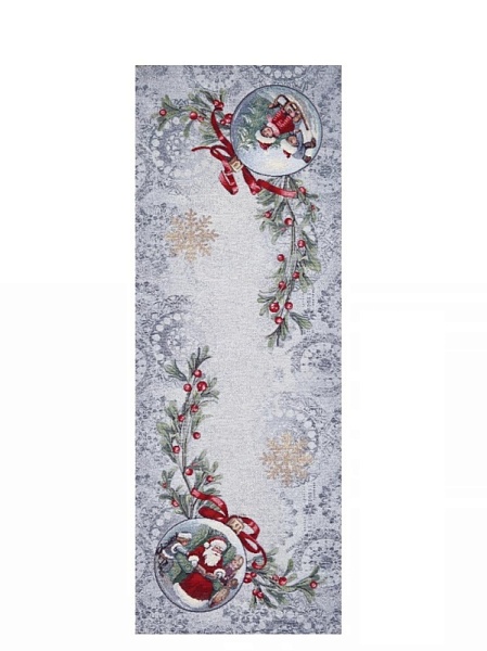 Дорожка 44 х 140 см Le Gobelin Новогодние ягоды серо-голубая