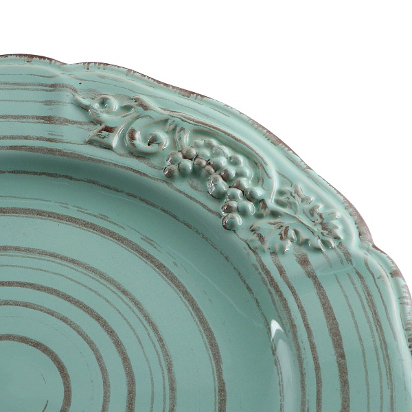 Тарелка 22 см Royal Stoneware Барокко светло-зелёный с коричневым
